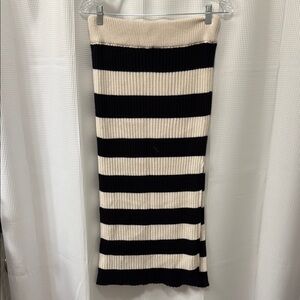 SHEIN Black and Cream Striped Pencil Skirt